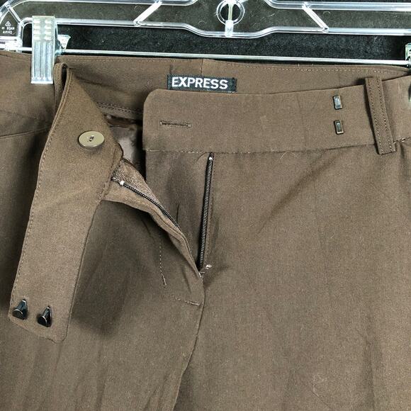 Express Womens Pants Brown Editor Wide Leg Mid Rise Career Stretch 8 Regular - Picture 3 of 12